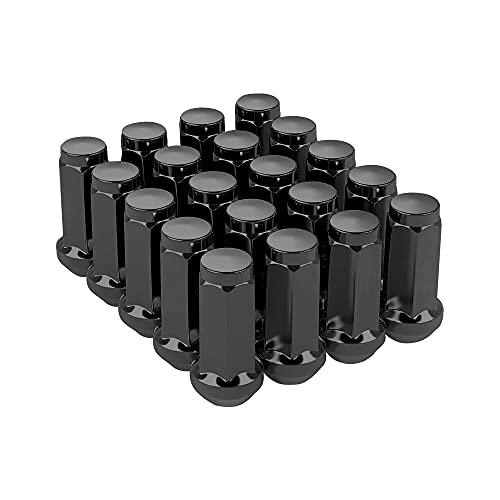 Image of Set of 20pcs M14x1.5 Thread 1.77 inch Long 3 /4 inch Hex Bulge Acorn Lug Nuts, Black