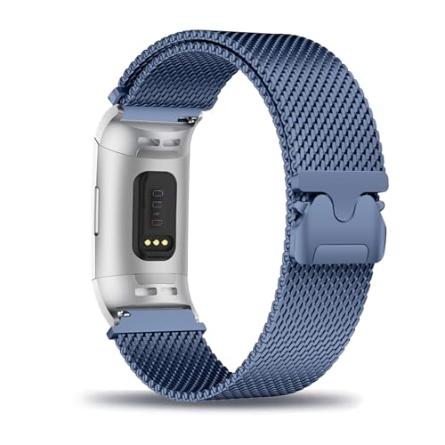 ZUOBNBP Metal Correa Compatible con Fitbit Charge 3 Correa de Reloj, con Ajustable Magnética Aceros Inoxidable Clásico Pulseras de Repuesto para Fitbit Charge 4 Banda (2)
