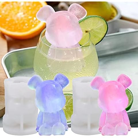 Yamteck Bear Ice Molds 2 Pack, Ice Cube Trays Mold to Make Lovely 3D DIY Drink Ice Coffee Juice Cocktail. Bear Silicone Molds for Christmas Party Kids Cake Decoration. Candy Soap Candle Mold (V Bear) Cover