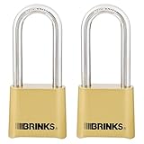 BRINKS - 50mm Commercial Brass 4-Dial Resettable Combination Lock with 2 3/8” Shackle Clearance,...