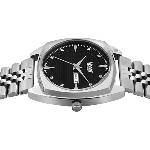 Image of Ajanta Quartz Analog Watch for Men | Stainless Steel Bracelet | Round Dial with Square Case | Classic Formal Wrist Watch | Office Wear|AWC132ESG