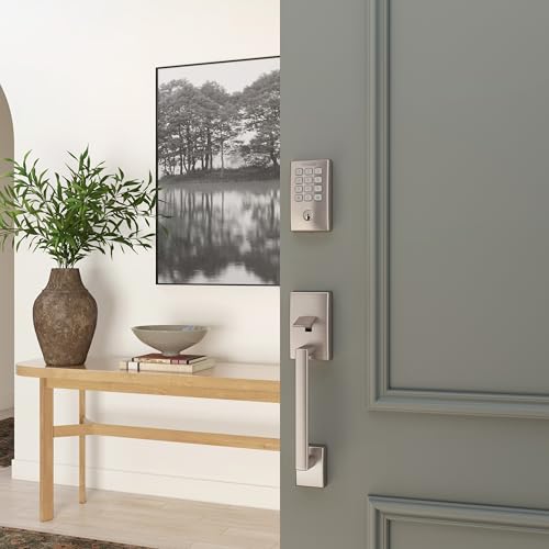 Image of Schlage Arrive Smart WiFi Deadbolt Lock with Remsen Trim, Satin Nickel | Keyless entry door lock, Push button keypad, Built-in app control, Alexa, Google Home & Ring compatible, Certified security