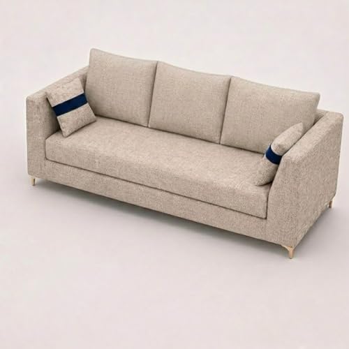 Image of FURNY Signature Cresta 3 Seater Sofa Set | Boucle Weave Fabric | 40D Foam + Zigzag Spring | 3-Yr Warranty (Sandstone Beige) | Modern Living Luxury Sofa Set for Home, Office & Hotel Spaces