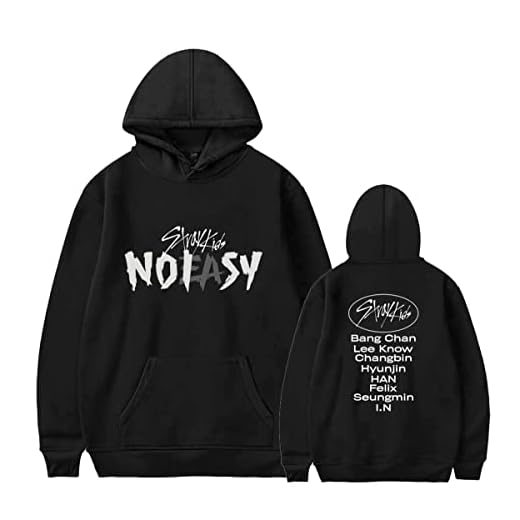 Xkpopfans Stray Kids Hoodie Album NOEASY Sweater Felix Bangchan Cotton Pullover Black