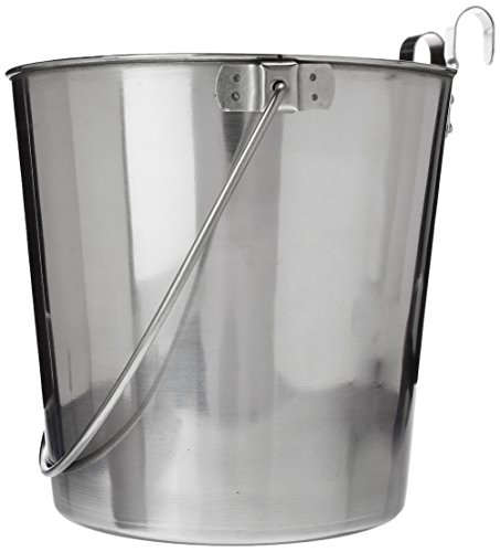 QT Dog Flat Sided Stainless Steel Bucket with Hooks, 6 Quart
