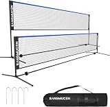 SANGMUCEN Filet de badminton portable de 3 m pour extérieur et intérieur, hauteur réglable pour volley-ball, pickleball, tennis, cadre stable en alliage d'acier et sac de transport pour jardin, plage