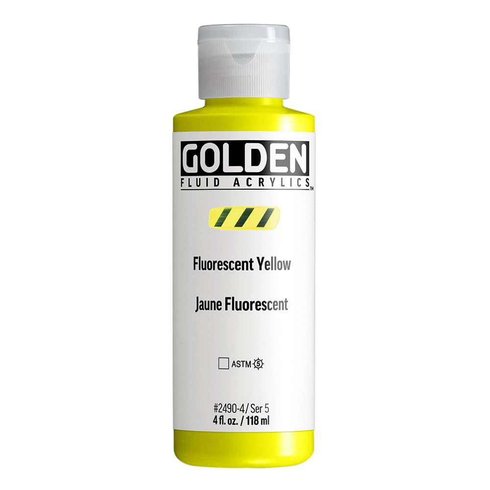 Acrylique fluide jaune fluo GOLDEN en flacon de 118 ml pour illuminer vos toiles pop art