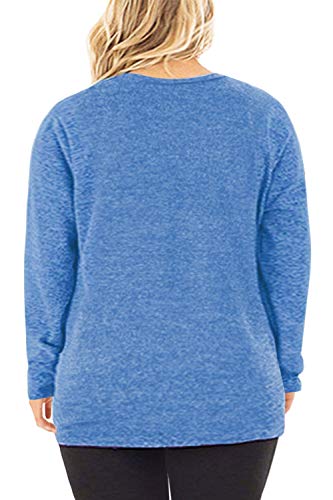 Image of DOLNINE Womens Plus Size Knotted Tops Long Sleeve Tee Shirts Loose Casual Blouse