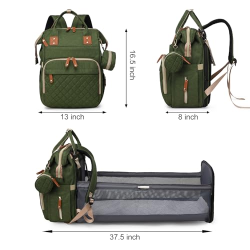 Image of Diaper Bag with Changing Station, Baby Backpack with Foldable Changing Pad | Waterproof Large Backpack for Mom & Dad, USB Charging Port,Shower Gifts for Mom Dad Girl Boy, Baby Newborn Essential, Green