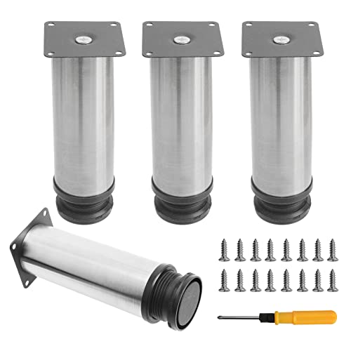 Uotyle 4PCS Adjustable Table Legs 150mm Adjustable Legs For Furniture Stainless Steel Cabinet Table Legs With Screws & Screwdriver