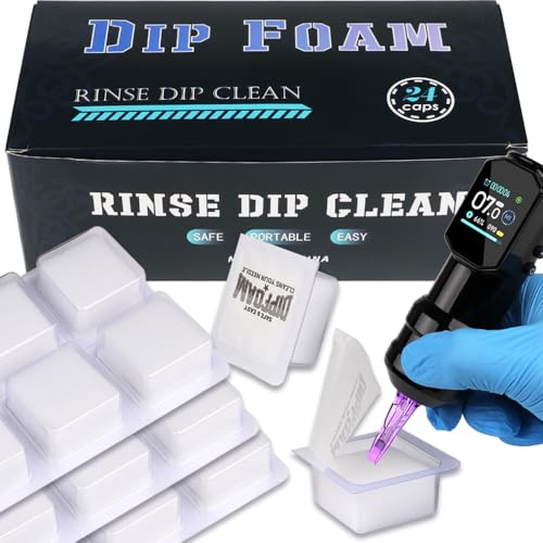 24Pcs Dip Foam Cup Disposable Needle Rinse Cap Professional Cartridge Clean Supplies (Square)