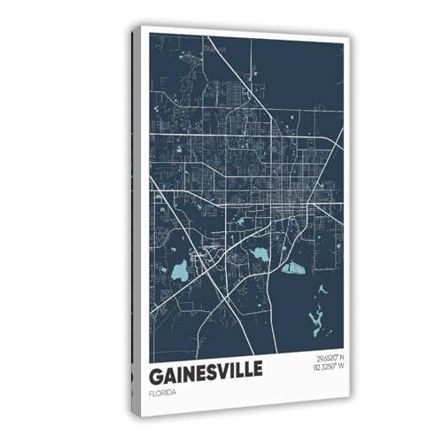 HEOVI Gainesville FL Map Canvas Wall Art 12x18in