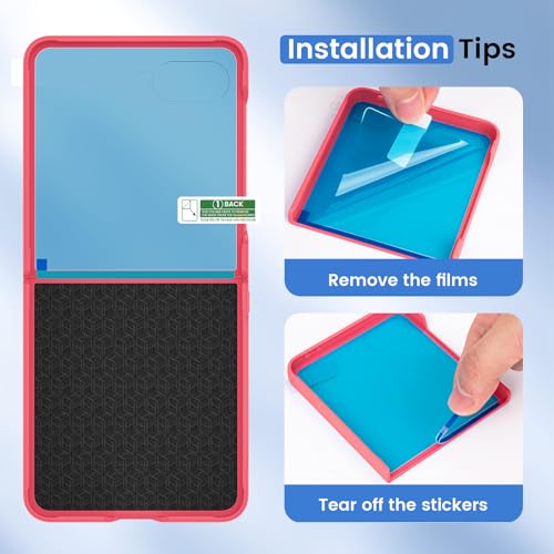 Image of Ruky for Z-Flip-7 Slim Case, with Built-in Screen Protector, Coralred | Support Wireless Charging Hard PC Ultra-Thin Full Body Protective Phone Cover for Samsung Galaxy Z Flip 7, Coralred
