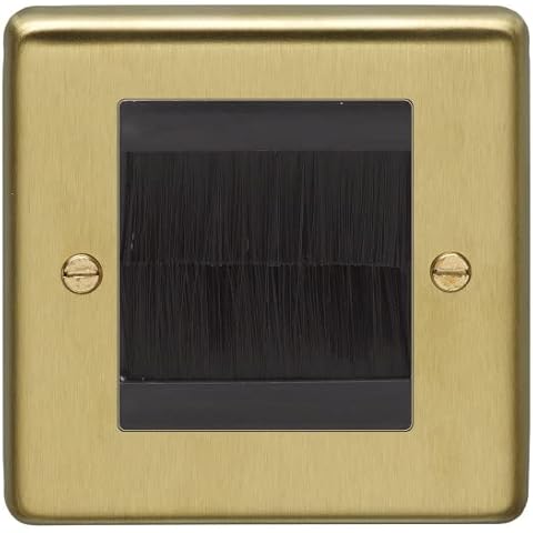 Eurolite Stainless Steel Satin Brass 1 Gang Brush Plate with Black Insert Cover