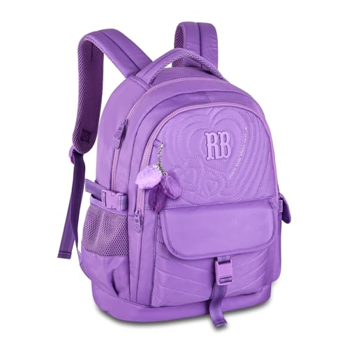 Mochila Rebecca Bonbon de Costas Escolar Feminina 17,5' RB24582 Soft com Matelassê e Bolso Antifurto (Lilás)