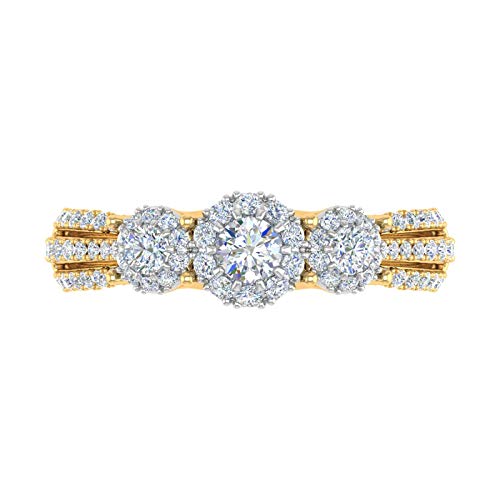3/4 Carat 3-Stone Diamond Engagement Ring in 14K Solid Gold3
