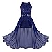 Freebily Vestito da Cerimonia Bambina Elegante Vestito da Principessa Chiffon Fiore Abiti da Sera Matrimonio Abito da Sposa Senza Maniche Damigella Matrimonio Compleanno Blu A 12 Anni