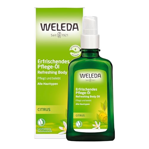 Weleda Refreshing Citrus Body Oil, 3.4 Fluid Ounce, Plant Rich Body Oil with Lemon Peel and Sweet Almond Oils