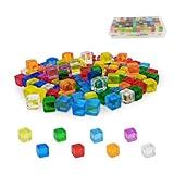 Generic 160 Pcs 8 Colors Blank Dice, 7.5mm Mini Acrylic Cube Dice Assorted Color Clear Cubes for Board Games, DIY Making, No Hole Beads with Storage Box