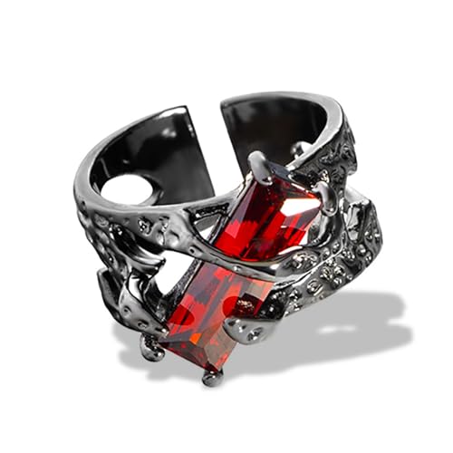 Gothic Ring for Women Men Black Red Goth Chunky Adjustable Jewelry Gift