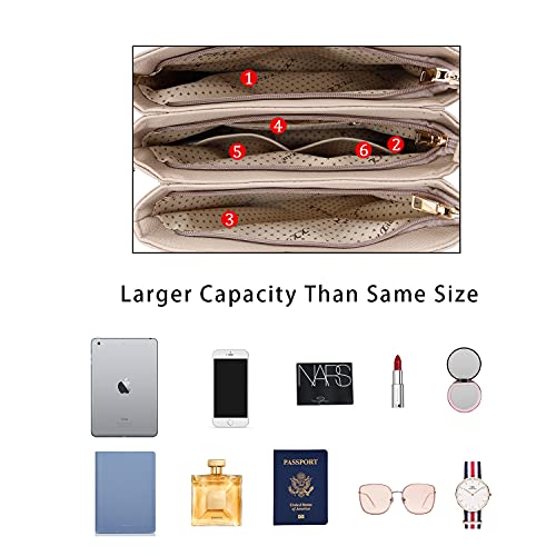 Image of KKXIU Women Purses and Handbags, PU Leather Top Handle Satchel Bag | Removable Long Strap, 3 Zippered Compartments, Crossbody Purse for Ladies, ,Tassel Pendant