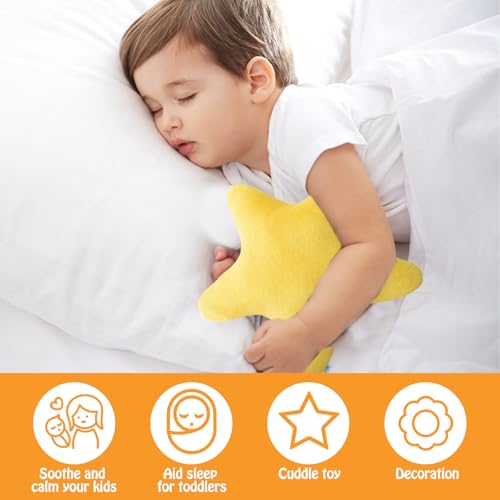 Rienan Kissen Stern Plüschkissen,1 Stücke Weiche Flauschige Sternform Zierkissen,Kinder Sternkissen,Kuschelkissen Kinder Sternkissen,Weiche Flauschige Sternenkissen(Gelb, 18cm)