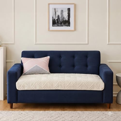 Image of Amazon Basics - Velvet Quilted Make Your Own Sofa Cover |70 x 120 cm|Microfiber Sofa Slipcover (Beige, 2 Seater)
