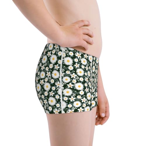 Boys' Cotton Boxer Brief Soft Underwear-White Daisies And Bee2