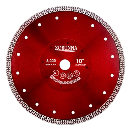 ZORUNNA Diamond Tile Saw Blades,Super Thin 10' Tile Cutting Cutter Blade for Chip-Free Cutting Porcelain Ceramic Granite Marble.