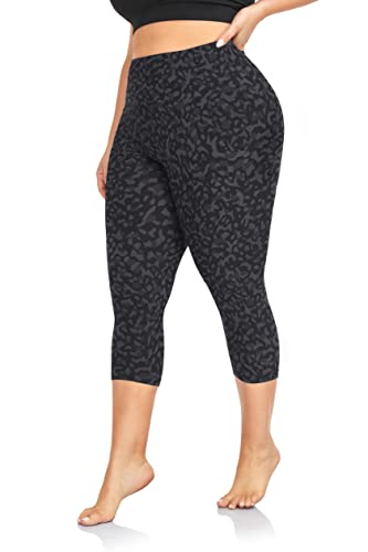 Image of FULLSOFT Plus Size Capri Leggings for Women- XL-4XL High Waist Tummy Control Stretchy Workout Yoga Pants Plus Capris