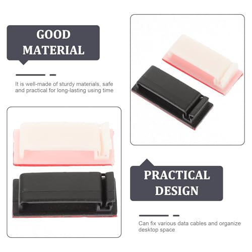 BESPORTBLE 20 piezas organizadores de cables de plástico para escritorio, clips autoadhesivos para manejo y organización de cables en oficina miniatura 3