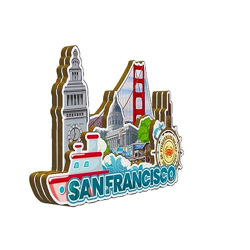 Imán decorativo de madera San Francisco 3D pequeño miniatura 2