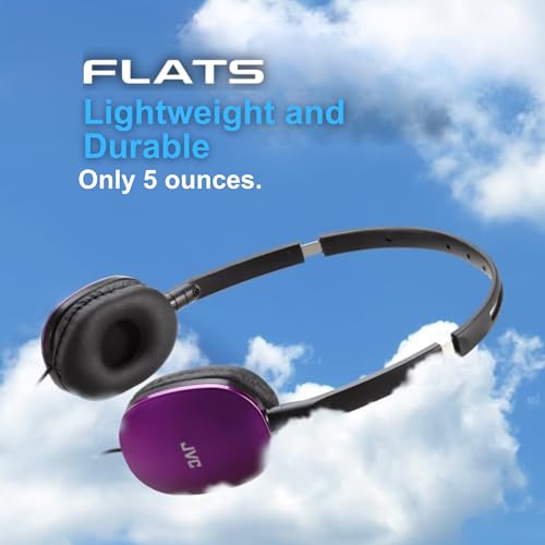 Image of JVC Flats On-Ear Wired Headphones - Flat Foldable Design - 30mm Driver for Powerful Sound - Soft Ear-Pads for Comfort - Steel Headband - Lightweight & Portable - PC /Laptop /Gaming - 3.5mm Slim Plug