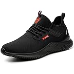 Safety Trainers Men Women Steel Toe Cap Trainers Lightweight Work Safety Shoes Breathable Non Slip Work Boots Black 11 UK
