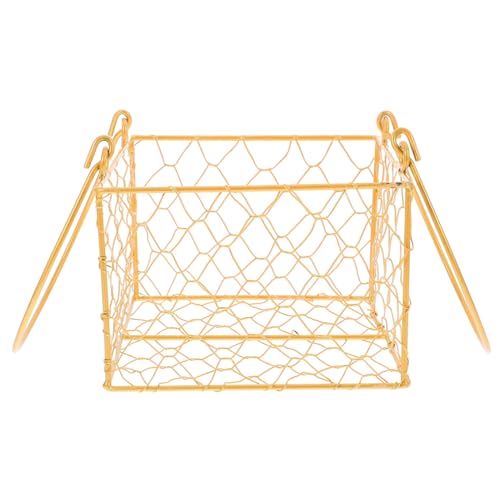 Ciieeo Metal Flower Girl Basket with Handle Wedding Basket for Treats Wire Storage for Special Occasions for Birthdays and Celebrations