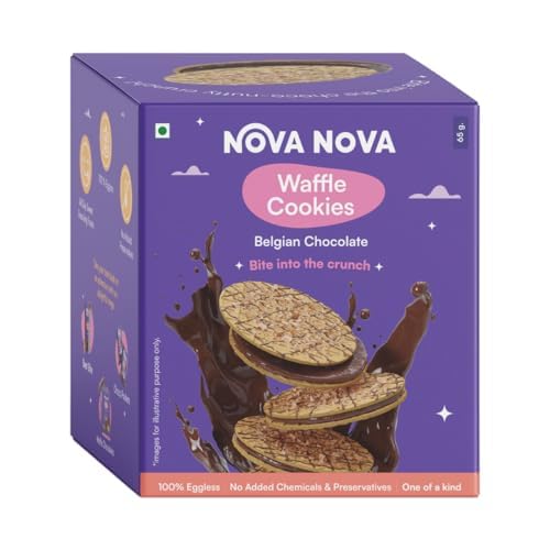 Nova Nova Belgian Chocolate Waffle Cookies - Box of 6 - Vegetarian, 100% Eggless | No Added Preservatives (65g)