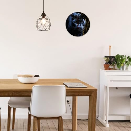 Horloge murale en bois panthère 34 cm moderne et silencieuse