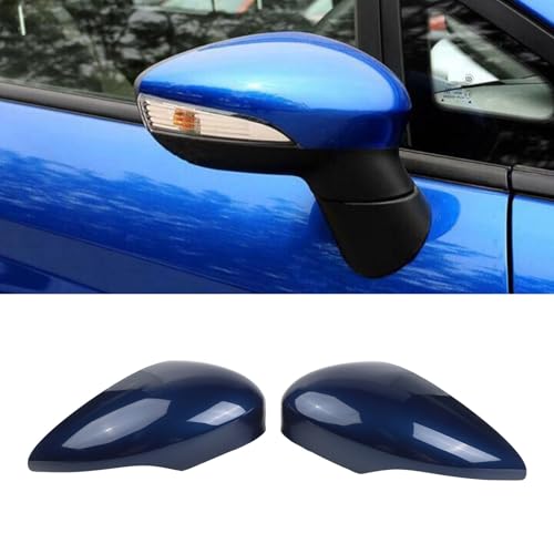 Kivivaka Lot de 2 coques de rétroviseur bleu foncé pour Ford Fiesta MK7 2008-2017 - Remplacement côté gauche et droit - Garniture extérieure en plastique...