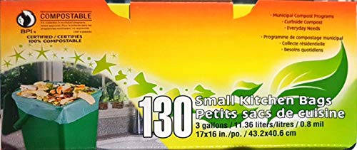 Bag-To-Nature Biodegradable Compostable Kitchen Bag and Liner (3 Gallon, 130 Count), eco Friendly, bio degradable, Extra Strength, Fast Acting