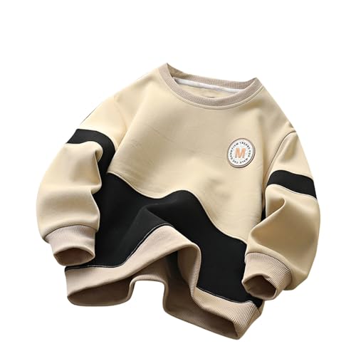 Boy Color Block Long Sleeve Sweatshirts Casual Crewneck Patchwork Shirts Lightweight Pullover Tops Oversize Outfits