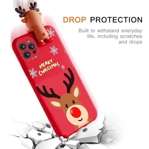 Coque silicone iPhone 15 Pro Max Noël antichoc avec motif élan 3D - 3