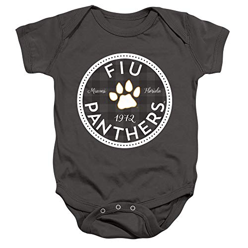 Florida International University FIU Panthers Official Plaid Badge Unisex Infant Snap Suit for Baby,Charcoal, 6 Months