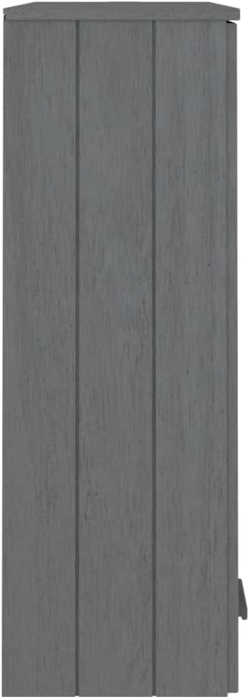 Solid Wood Pine Top for Highboard with Glass Doors and Three Shelves, Dark Gray 33.5"x13.8"x39.4" Cabinet Organizer for Decorative Storage