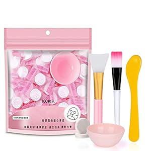 100 pcs Compressed Facial Mask Sheet Beauty DIY Disposable Mask Paper Natural Cotton Skin Care Wrapped Masks Normal Thick，Get a Small Mask Bowl, Mask Brushes