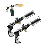 Propane Torch Gun Adjustable Flame With Safety Lock One Touch Ignition High Heat Tool Designed For Cooking BBQ Steak Searing Welding Outdoor Tasks black 2pcs