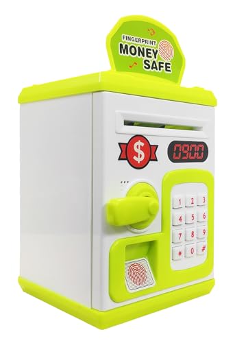 VGRASSP Money Safe Piggy Bank (The Gullak) Toy for Kids and Adults with 3 Step Unlock - Feed Number Password Touch Finger Sensor Then Twist Handle to Open The Door (Green - White) (B0CST3CPV4) Amazon Price History, Amazon Price Tracker