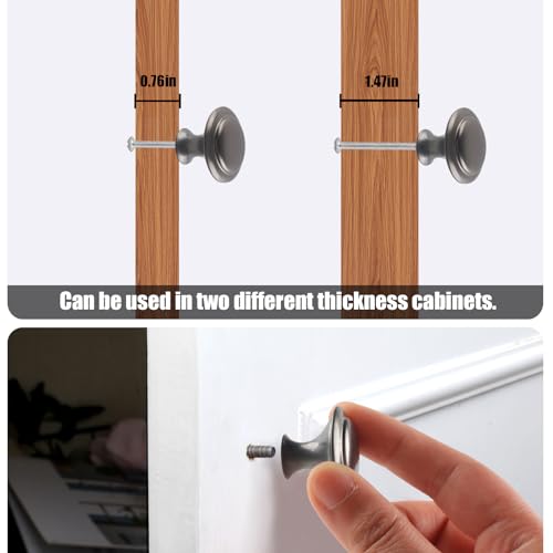 Romeda 18 Pomelli Per Cassetti, Pomelli Grigi Da 30 Mm, Per Cassettiere E Cassetti Della Cucina Con Vite - 3