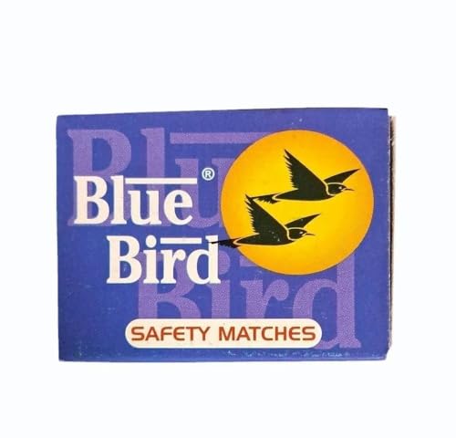 Image of Blue Bird Matchbox Sticks, Match Boxes Packet of 9 (Avg. 40 Karborised Extra Long Matchstick) Large Safety Matches | Matchsticks for Candles, Match Box for Pooja, Matchbox for Home, Kitchen