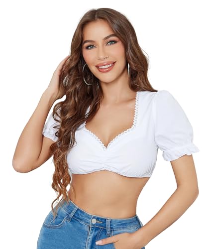 2025 Oktoberfest Dirndl-blouse voor dames, korte mouwen, Duitse crop