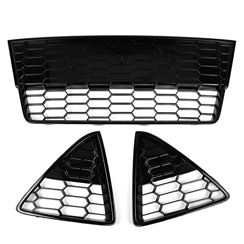 KRYSA Grille de pare-chocs avant de nid d'abeille + grille de lampe de brouillard avant for Ford Focus MK3 2012-2014 Grillades de course Grille de brouillard Grille Évent d'air d'ampoule